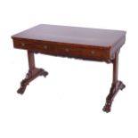 WILLIAM IV PERIOD MAHOGANY LIBRARY TABLE the rectangular shaped top with rounded corners to the