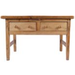LATE EIGHTEENTH/EARLY NINETEENTH CENTURY PINE SIDE TABLE the square top above two frieze drawers,