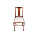 EDWARDIAN PERIOD MAHOGANY AND SATINWOOD INLAID SIDE CHAIR Provenance: The Robinson Collection