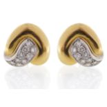 18 CT. YELLOW AND WHITE GOLD DIAMOND EARRINGS Provenance: The Maureen O'Hara Collection Important: