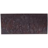 AFRICAN SCHOOL Bas relief wood carving depicting tribal figures Provenance: The Robinson Collection