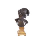 ALPHONSE VAN BEURDEN, 1854-1938 Bust of a boy Signed nineteenth-century bronze Mounted on a sienna