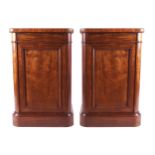 PAIR OF NINETEENTH-CENTURY MAHOGANY BEDSIDE LOCKERS each with a square top with rounded corners to