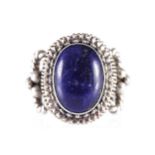 STERLING SILVER LAPIS LAZULI RING Provenance: The Maureen O'Hara Collection Important: Live online