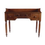 REGENCY PERIOD MAHOGANY WASH STAND the rectangular top below a 3/4 gallery rail above a series of