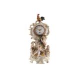 NINETEENTH-CENTURY GERMAN ROCOCO PORCELAIN BANJO SHAPED CLOCK mounted with cherubs and vines,