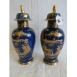 Pair Carlton ware Mikado jars & Covers (A/F)