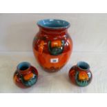 Poole pottery volcano pattern balluster vases (3)