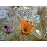 Glass fruit bowls, sweet jars,