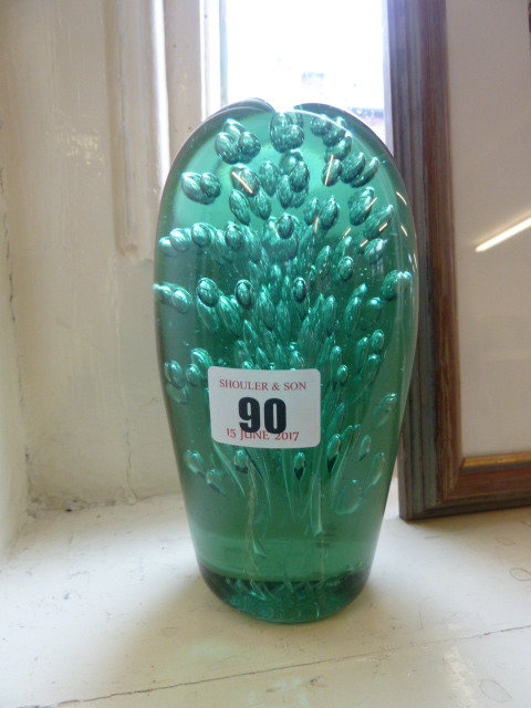 19thC Green dump glass paperweight