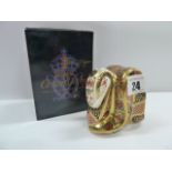 Royal Crown Derby Imari snake paperweight (gold stopper) (in box)