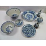 Sundry 19thC Chinese export blue & white bowls,