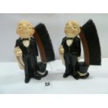 Early 20thC novelty ceramic 'Butler or Valet' hat/clothes brushes (2)