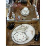 Sundry 19thC glass and china - porcelain drinks trays,