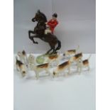 Beswick huntsman on rearing horse and pack of hounds (10)