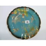 Carltonware enamel dragonfly & spider web pattern dish 'Bleu Royale'