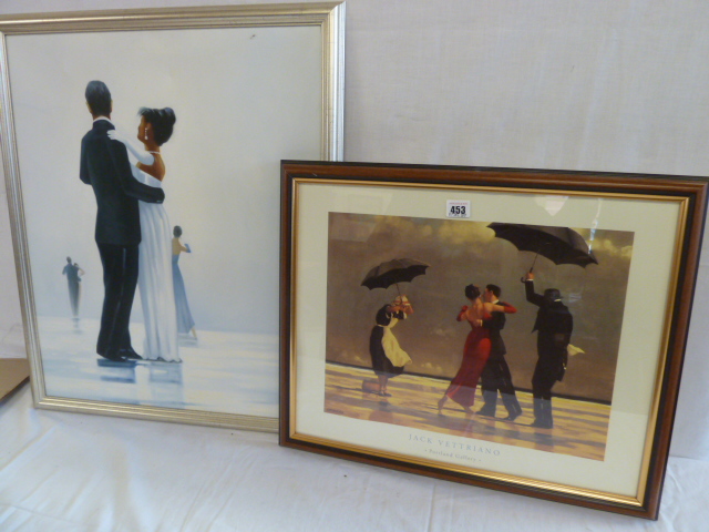 Jack Vettriano print and an unsigned oil painting in a similar style (2)
