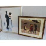 Jack Vettriano print and an unsigned oil painting in a similar style (2)