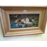 Victorian style gilt frame oil on board - Kittens