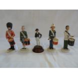 Die-cast Lord Nelson & Wedgwood 'The Drummers' figures (5)