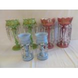 Victorian glass lustres (3 pairs)