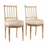 Paar vergoldete Stühle im klassizistischen Stil Ende 19. Jh./Anfang 20. Jh., Holz geschnitzt und