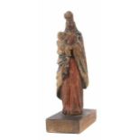 Bildschnitzer des 17./18. Jh. wohl Spanien oder Südamerika. "Bekrönte Madonna mit Kind", Lindenholz,