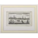 Riegel, Christoff 17./18. Jh.. "Antwerpen", Panorama der Stadt, im Vordergrund Segelschiffe,