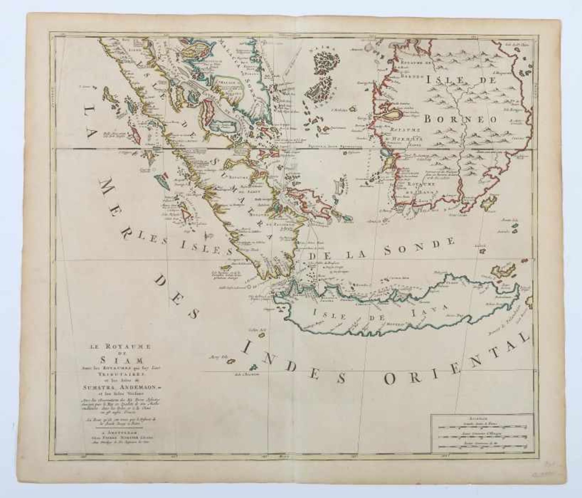 Mortier, Pierre 1661 - 1711, Kupferstecher und Verleger. "Le Royaume de Siam, avec les Royaumes - Image 2 of 2