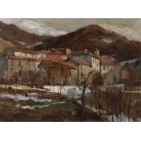 Bonanomi, Arturo 1920 - 2010, italienischer Maler. "Letzter Schnee in Burligo", Blick auf die