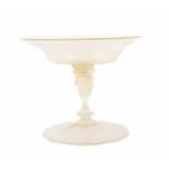 Tazza Murano, wohl Barovier & Toso, 1980er Jahre, farbloses Glas, mundgeblasen, Dekor mit