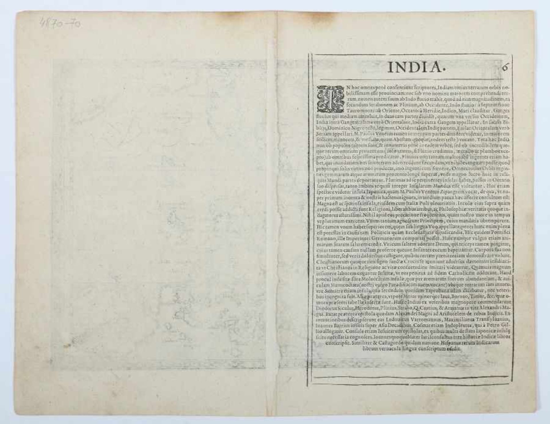 Bussemacher, Johann Kupferstecher und Verleger, tätig um 1580 - 1613. "India Orientalis. Cuius - Image 3 of 3
