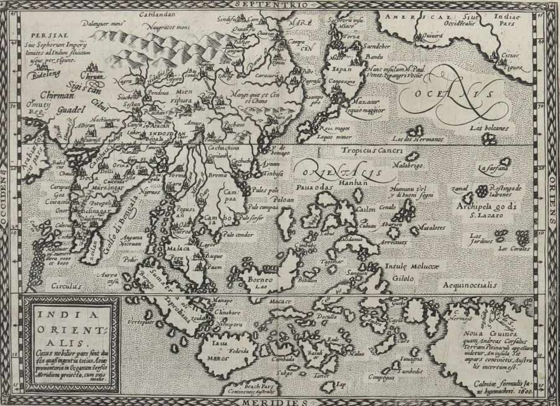 Bussemacher, Johann Kupferstecher und Verleger, tätig um 1580 - 1613. "India Orientalis. Cuius