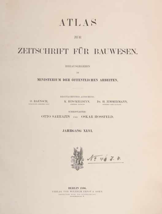 2 Atlanten zur Zeitschrift für Bauwesen Erbkam (Hrsg.), Atlas zur Zeitschrift für Bauwesen, - Image 2 of 5