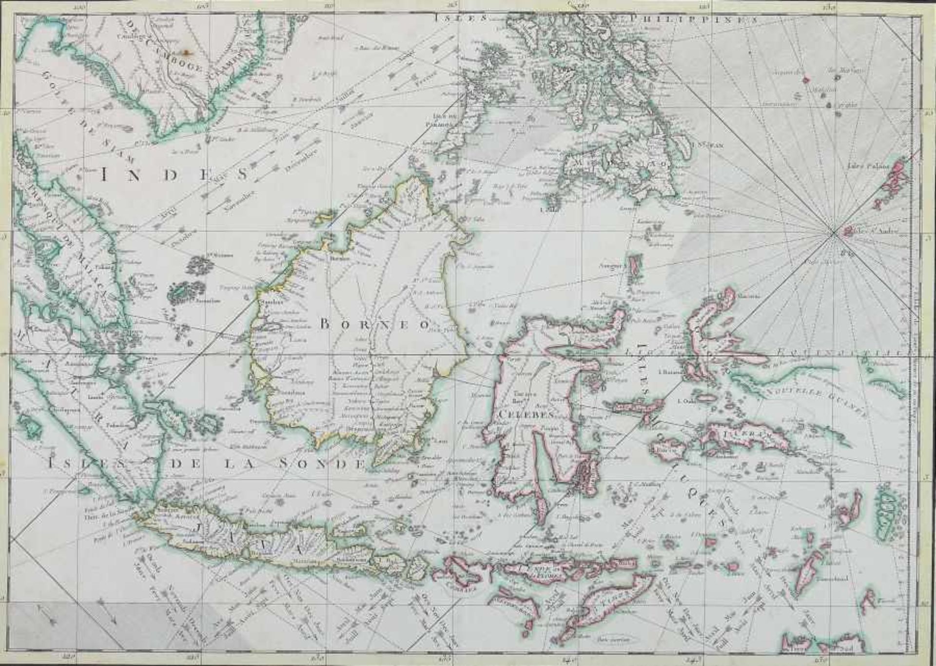 Bonne, Rigobert, attr. 1727 - 1795. "Indes, IVe. Feuille", umfasst u.a. die Inseln, Borneo, Java,