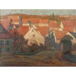 Andresen, H. Maler des 20. Jh.. "Rote Dächer einer Stadt", Blick in einen dicht bebauten Ort,