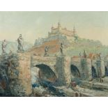 Votteler, Walter deutscher Maler des 20. Jh.. "Würzburg", Blick auf die Festung Marienburg