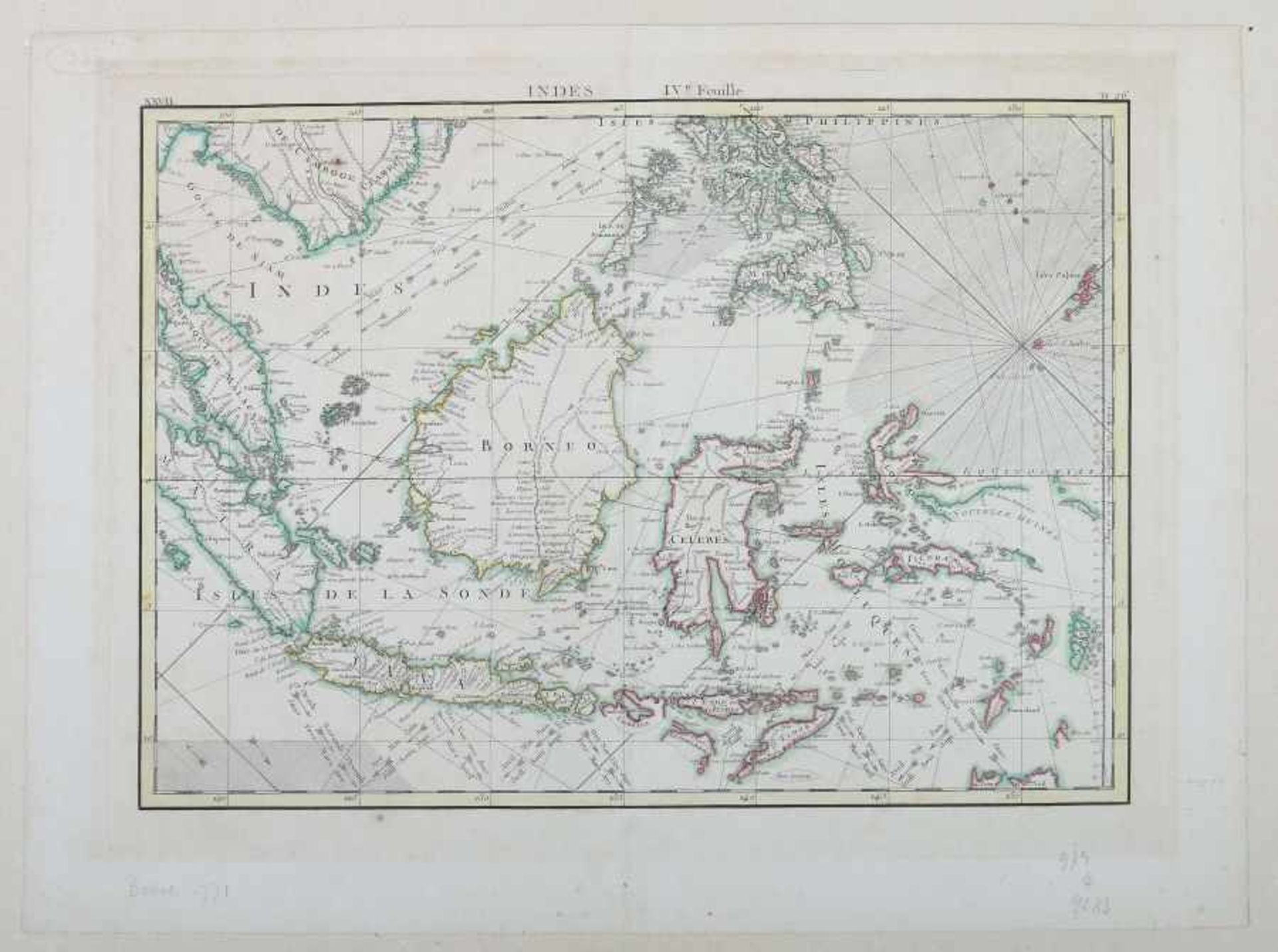 Bonne, Rigobert, attr. 1727 - 1795. "Indes, IVe. Feuille", umfasst u.a. die Inseln, Borneo, Java, - Image 2 of 2