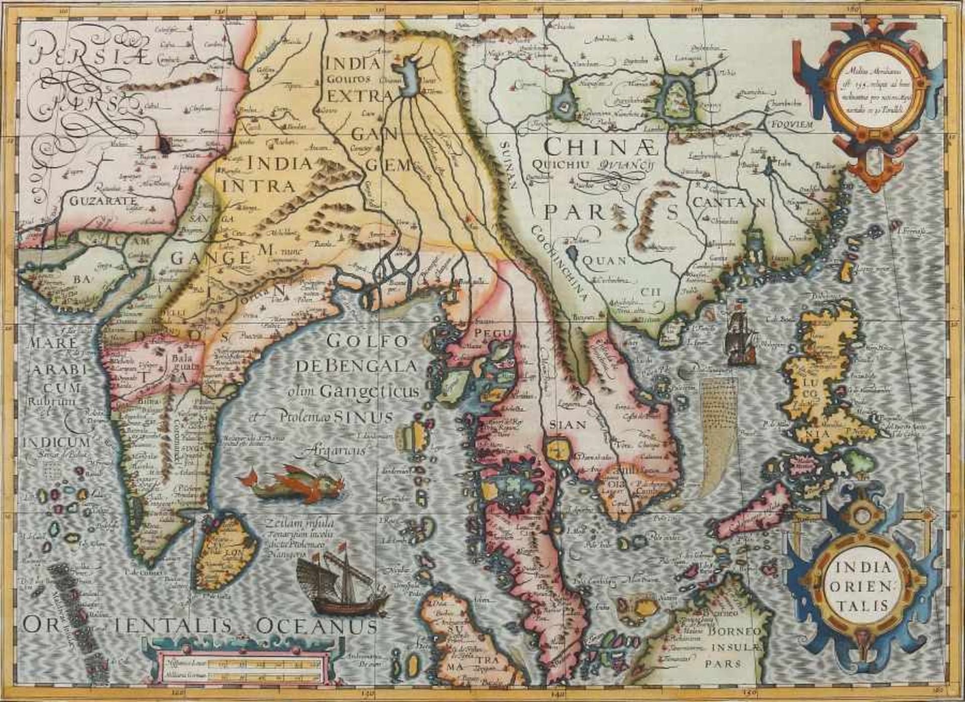 Mercator, Gerhard & Hondius, Jodocus, attr. 16./17. Jh.. "India Orientalis", umfasst Indien, China