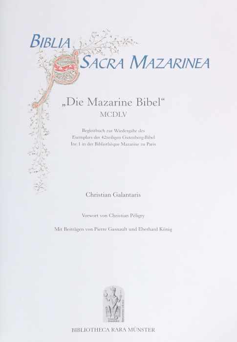 Bilbia Sacra Mazarinea MCDLV Die Gutenberg-Bibel, Münster, Bibliotheca Rara, 2004, 2 Bde., Faksimile - Image 3 of 4