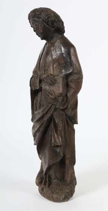 Bildschnitzer des 15./16. Jh. Norddeutschland. "Heiliger Johannes", Holz geschnitzt, - Image 2 of 3
