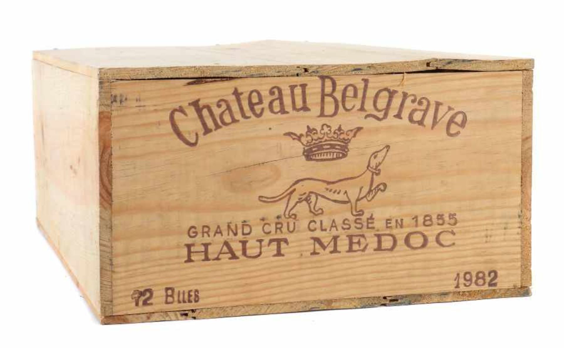 1 Kiste Château Belgrave Grand Cru Classé en 1855, Haut Médoc, 1982er JG, insg. 12 Flaschen à 0,75