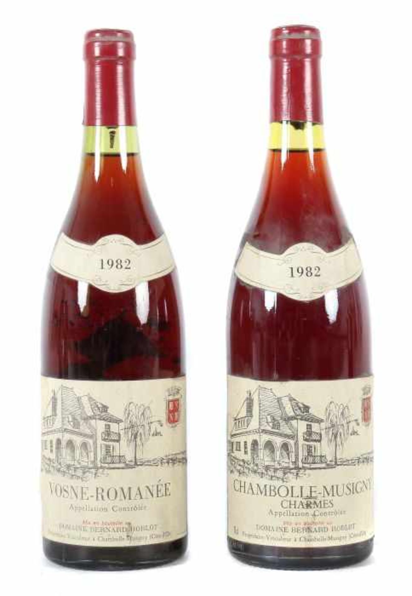 2 Flaschen französischer Rotwein best. aus: 1x Chambolle-Musigny, Charmes; 1x Vosne-Romanée; je