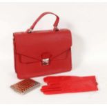 HANDTASCHE in Lederoptik, Lederhandschuhe und Visitenkartenetui A BAG Leather look, leather gloves