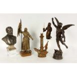 LOT VON 5 FIGUREN Frankreich, 19.Jh. Patinierter Metallguß. H.15-35cm A LOT OF 5 SCULPTURES