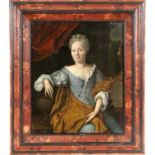 BAROCKMALER um 1750 Halbportrait einer adeligen Dame. Öl/Lwd., auf Holz aufgezogen. 40x33cm, Ra.