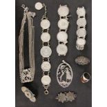 LOT 9 TEILE SILBERSCHMUCK A LOT OF 9 SILVER JEWELLERY ITEMS