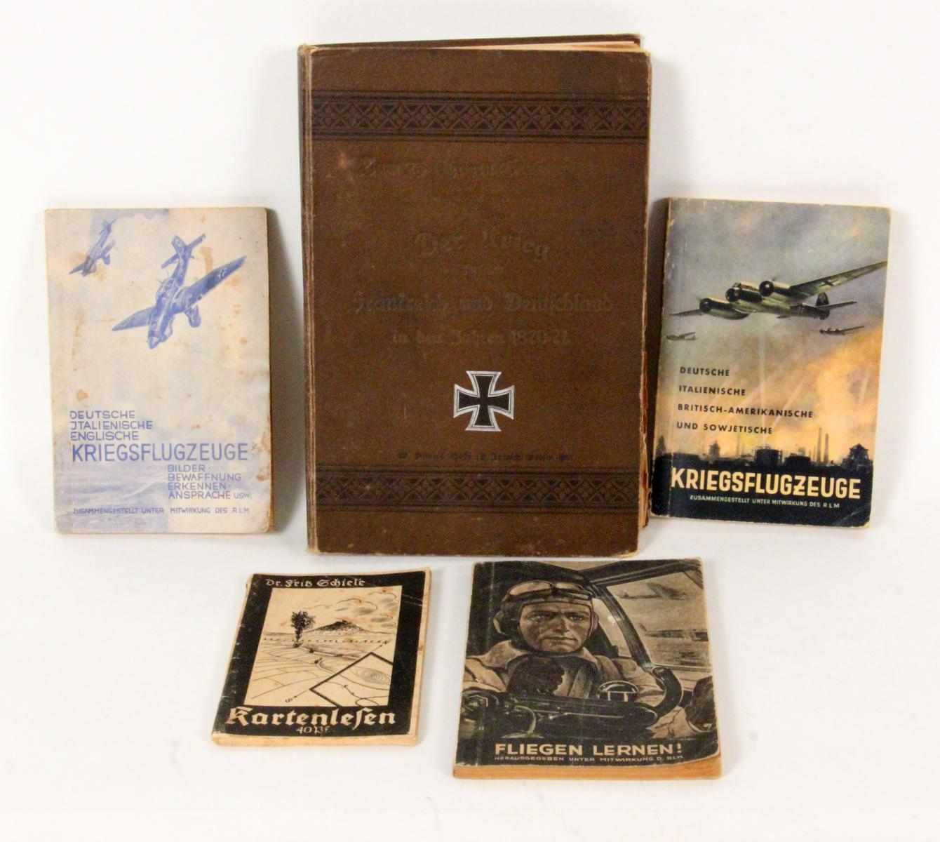 LOT VON 5 MILITARIA-BÜCHERN Deutsch-Französischer Krieg 1870/71, Kriegsflugzeuge, fliegen lernen,