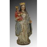 MADONNA MIT KIND wohl deutsch, 17./18.Jh. Holz, geschnitzt und mit farbiger Originalfassung. H.96cm,