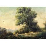 BATAZZI, A. Italienischer Maler, 20.Jh. Schäfer mit Schafen in Landschaft. Öl/Holz, signiert.